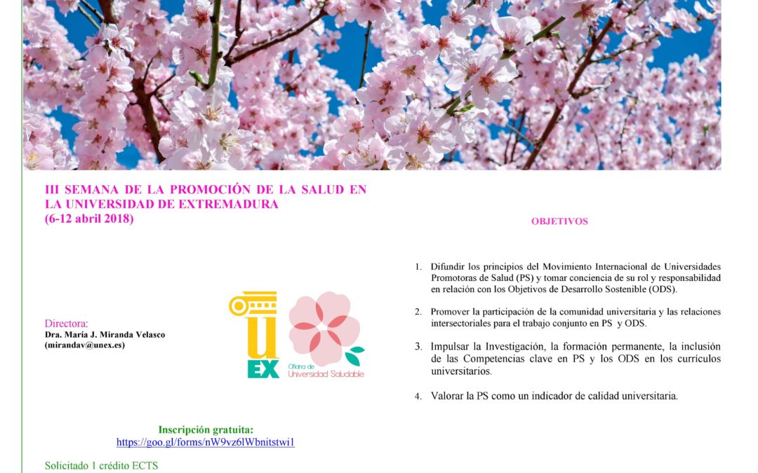 III SEMANA DE LA PROMOCIÓN DE LA SALUD EN LA UNIVERSIDAD DE EXTREMADURA