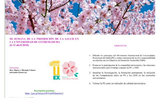III SEMANA DE LA PROMOCIÓN DE LA SALUD EN LA UNIVERSIDAD DE EXTREMADURA
