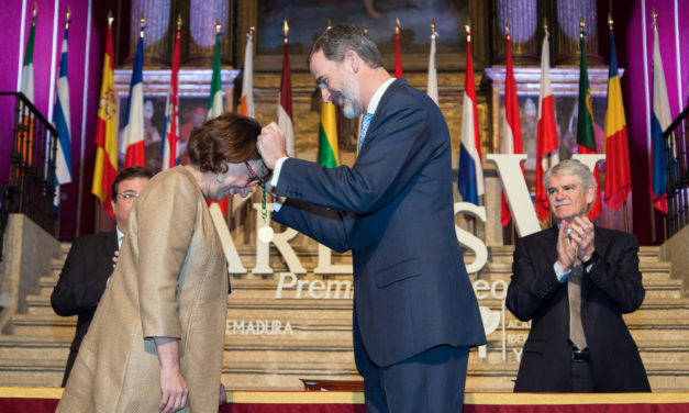 King Felipe VI invests the Ibero-American Secretary General, Rebeca Grynspan, academic of Yuste